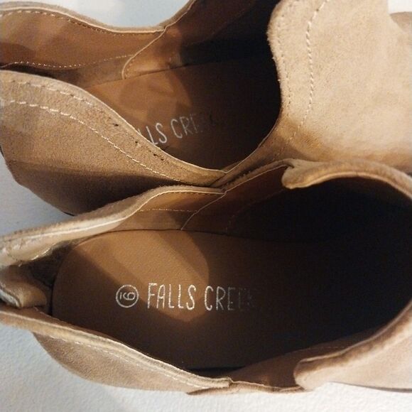 Falls Creek Booties Sz 9 Tan Cut Out Zippered Back Faux Suede Western Cowgirl - Picture 10 of 12